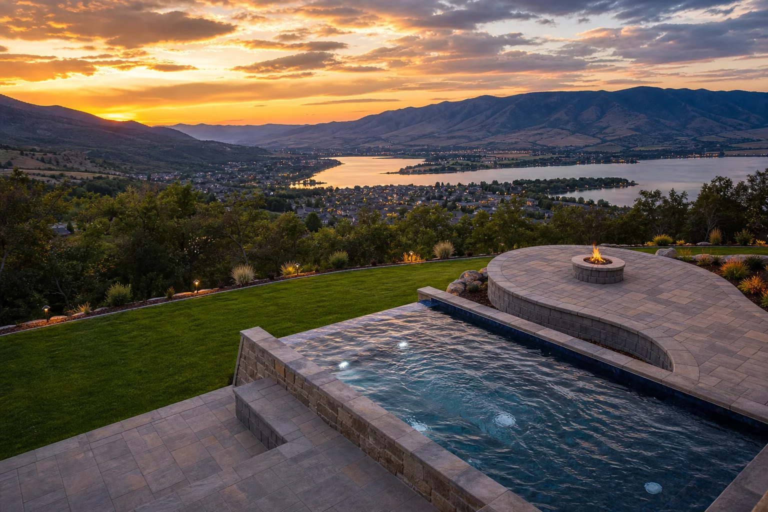 Raised spa overlooking a Northern Utah valley
